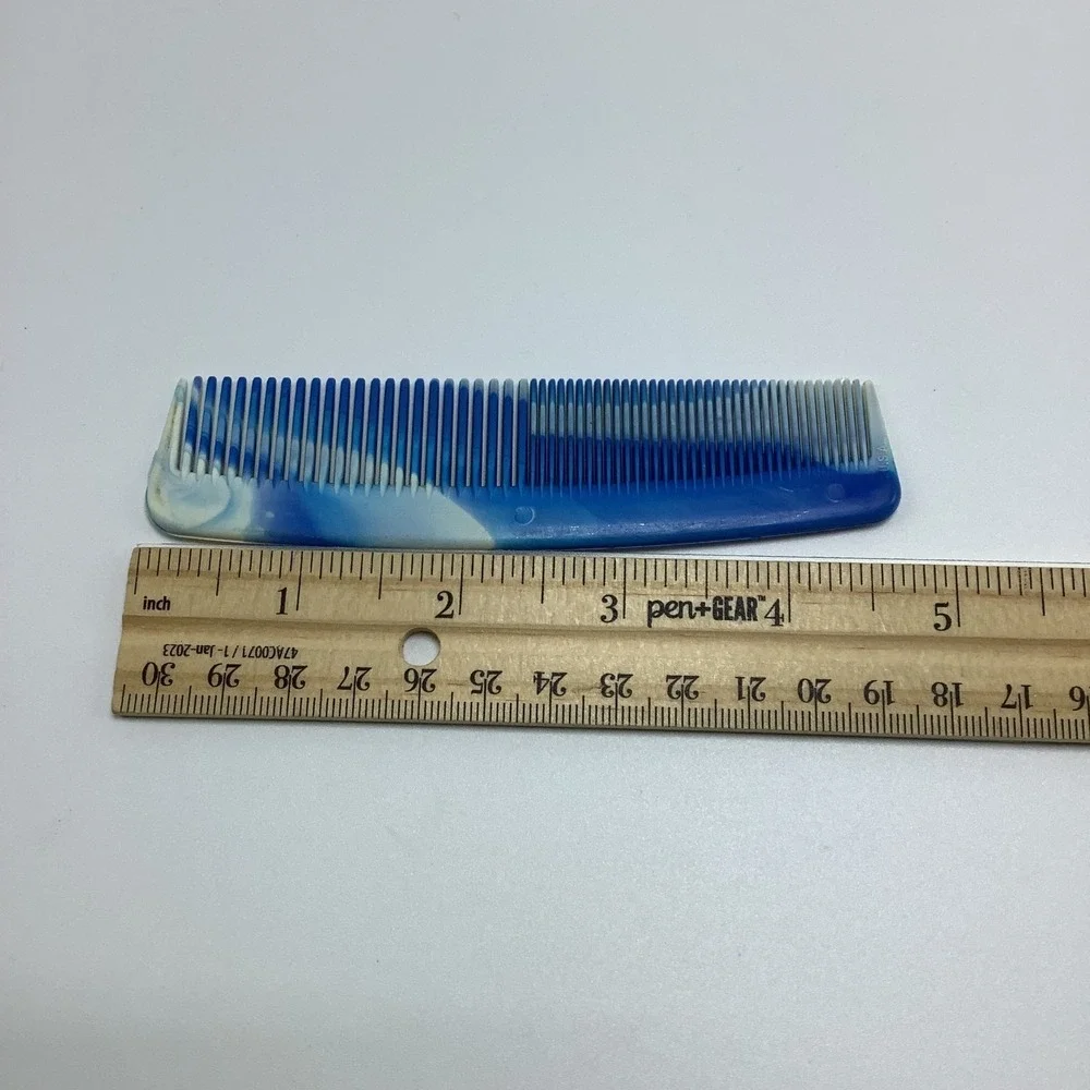 Vintage Blue White Marbled Comb 5